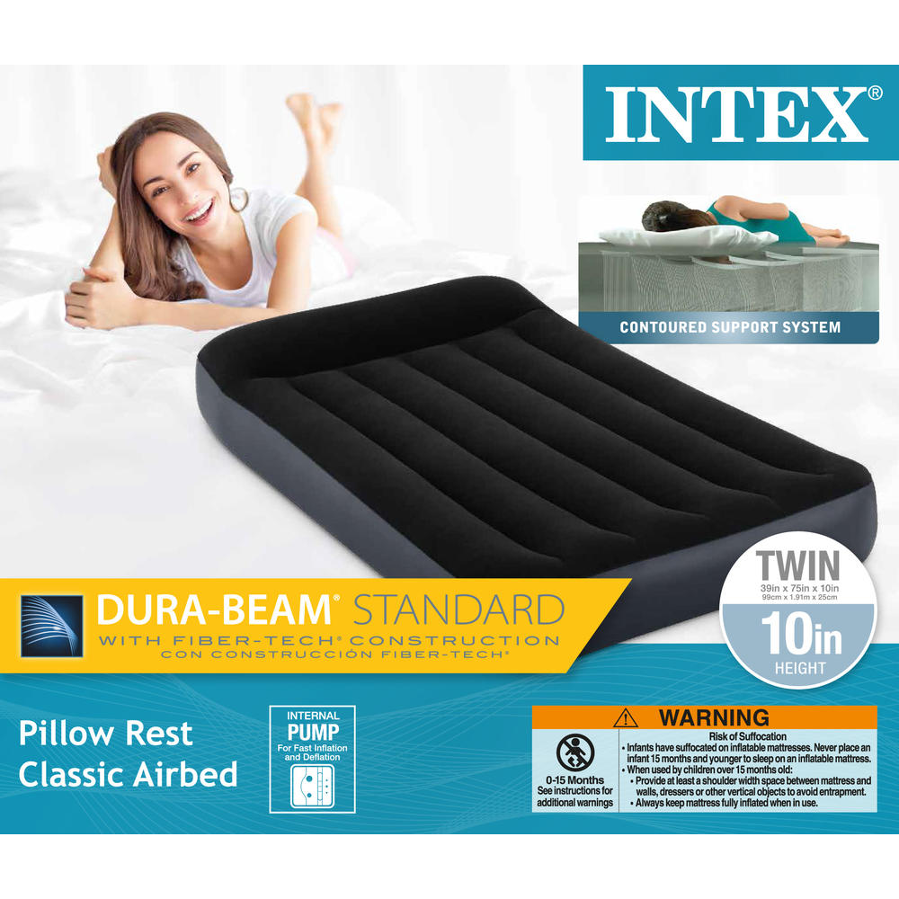 Intex Pillow Rest Classic Twin Airbed with Fiber-Tech Technology
