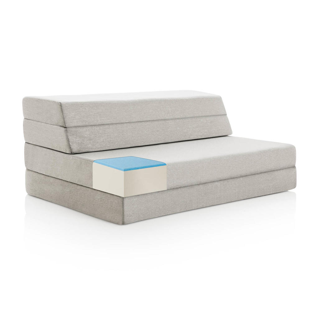 Lucid Comfort Collection 4" Folding Sofa with Gel Foam Layer, Queen