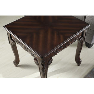 Roundhill 3pc Wood Coffee And End Table Set Dark Cherry