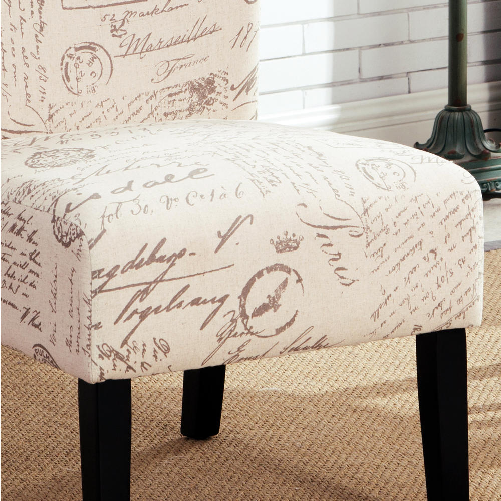 Roundhill Capa English Letter Print Fabric Armless Contemporary Accent Chair
