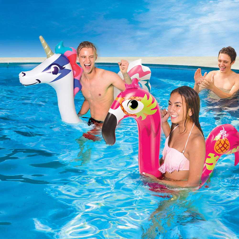 Banzai Inflatable Pool Racers - Unicorn/Flamingo