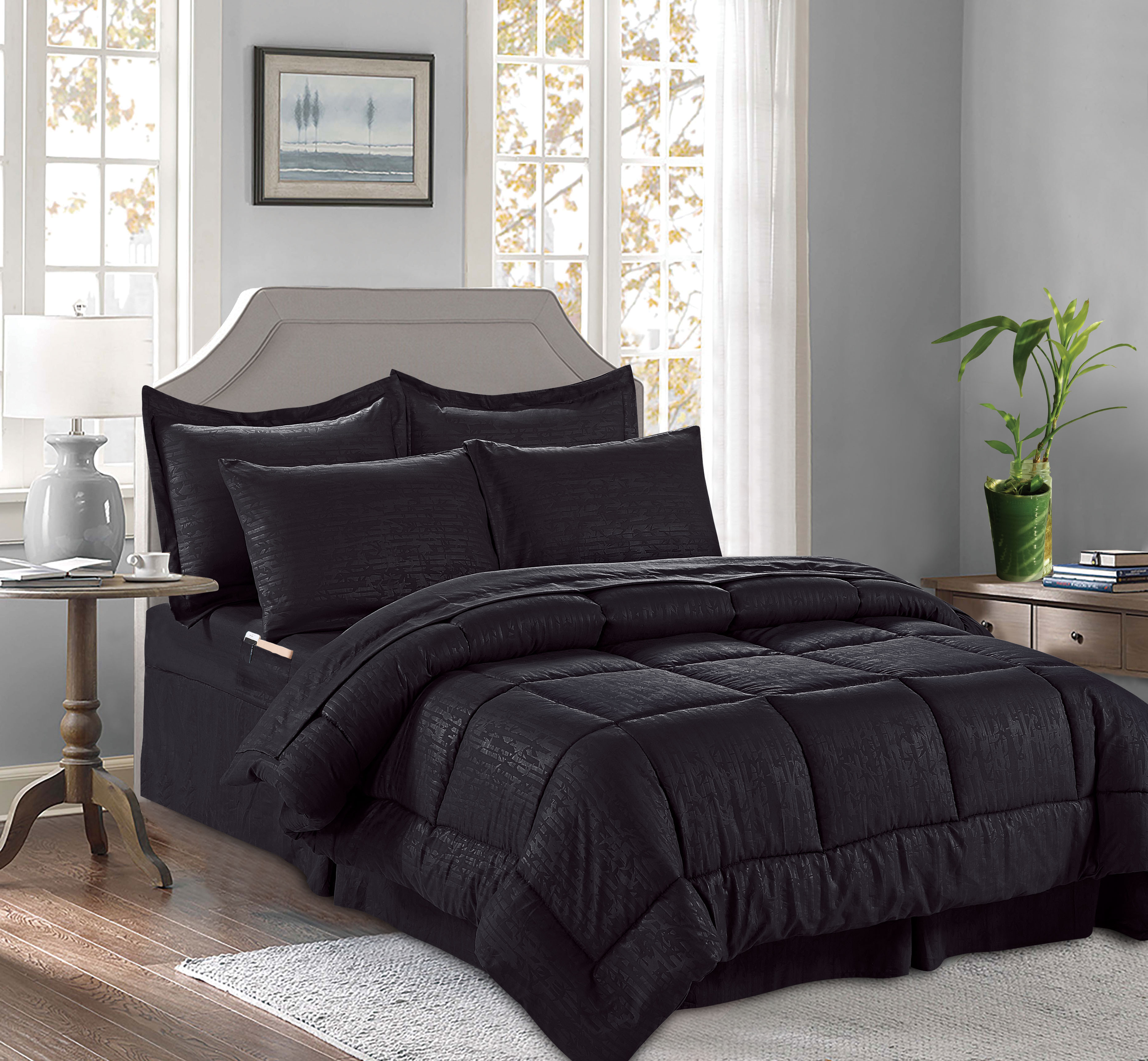 Elegant Comfort 8-Piece Wrinkle Resistant - Bamboo Pattern Bed-in-a-Bag Comforter Set, Size: King/California King, White Elegant Comfort 8-Piece Wrinkle Resistant - Bamboo Pattern Bed-in-a-Bag Comforter Set, Size: King/California King, White