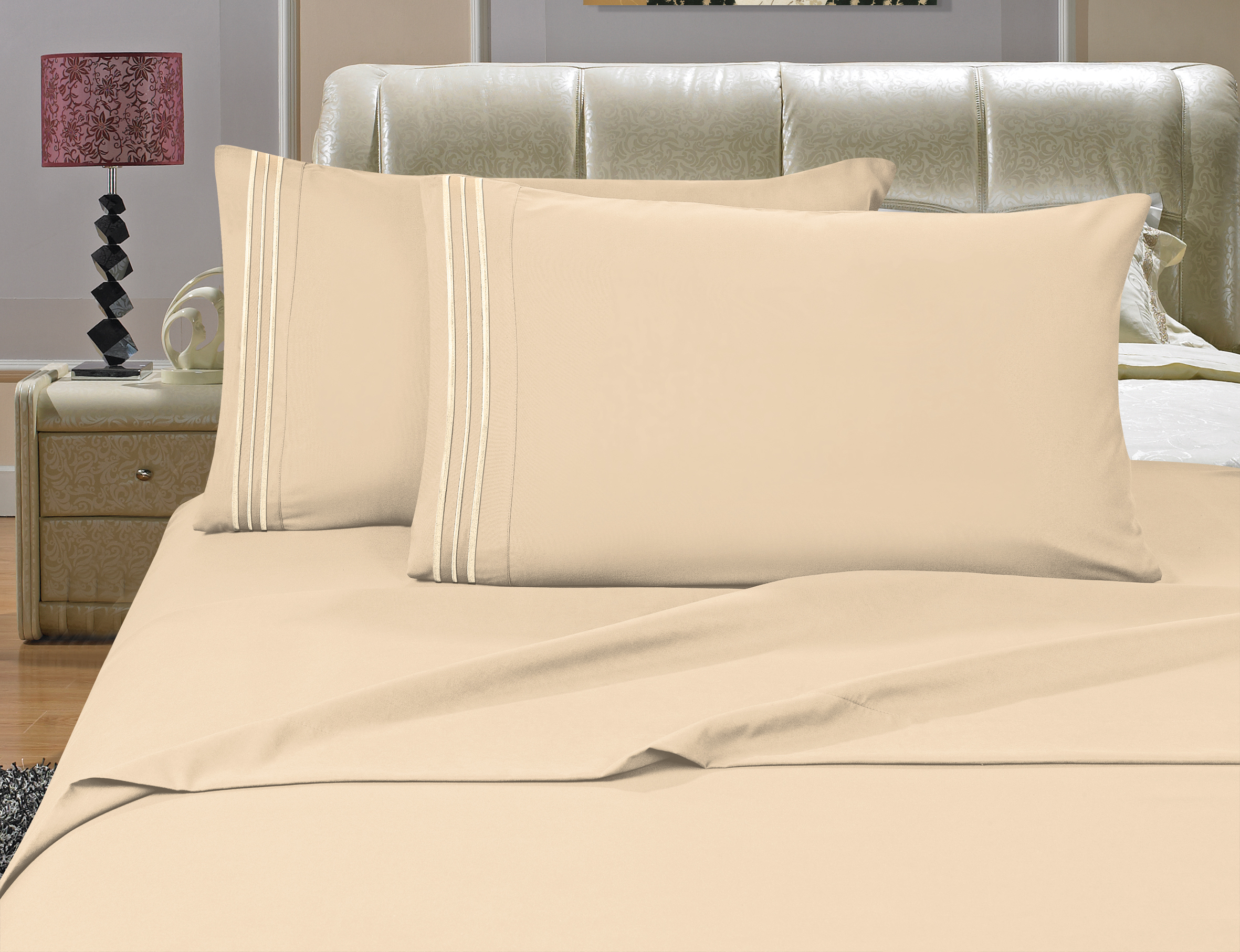 Elegant Comfort Ultra Soft 4-Piece Solid Wrinkle Free Deep-Pocket Bed Sheet Set