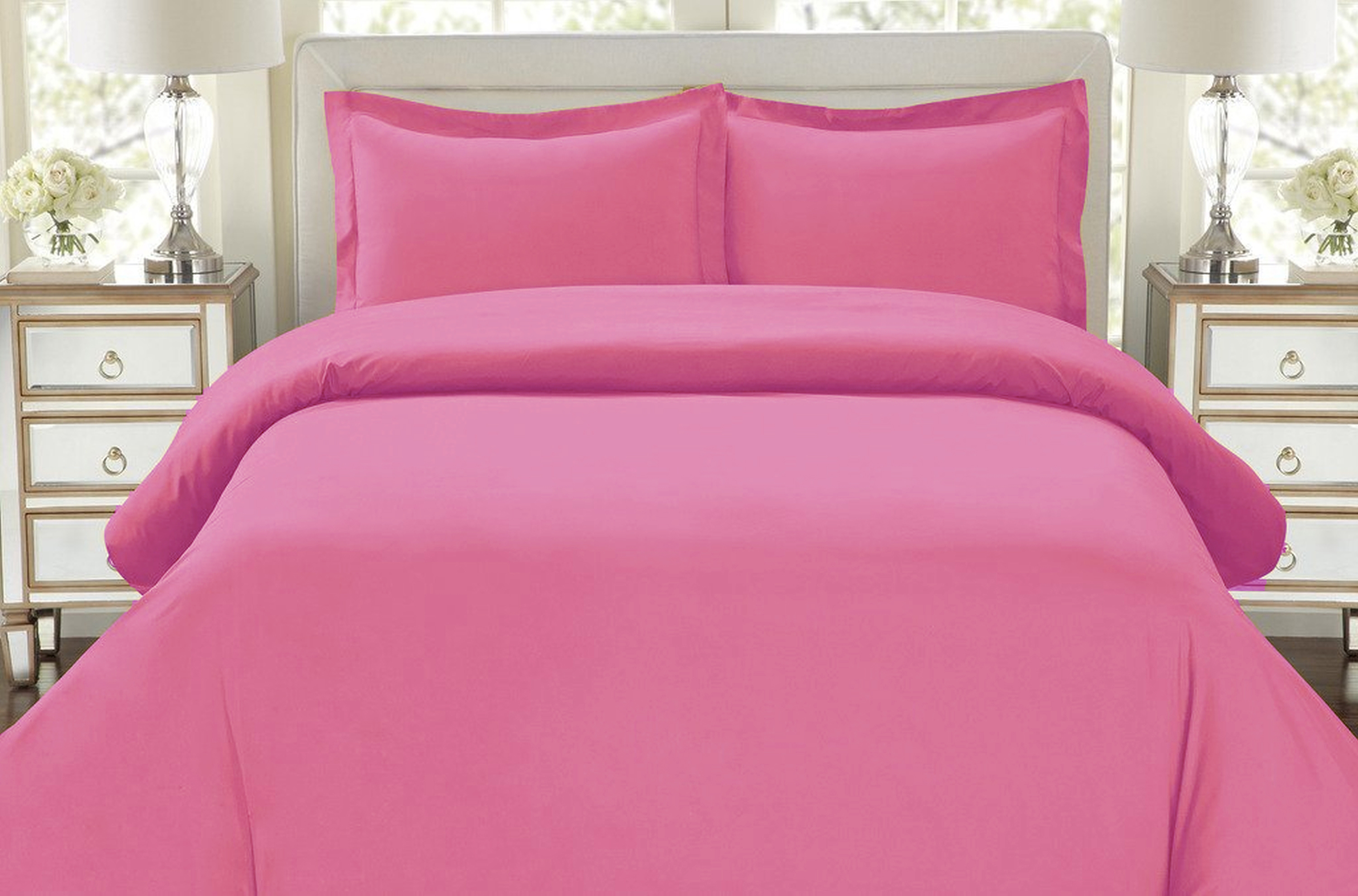 Elegant Comfort Wrinkle-Resistant 3-Piece Duvet Cover Set, Size: Full/Queen, Pink Elegant Comfort Wrinkle-Resistant 3-Piece Duvet Cover Set, Size: Full/Queen, Pink
