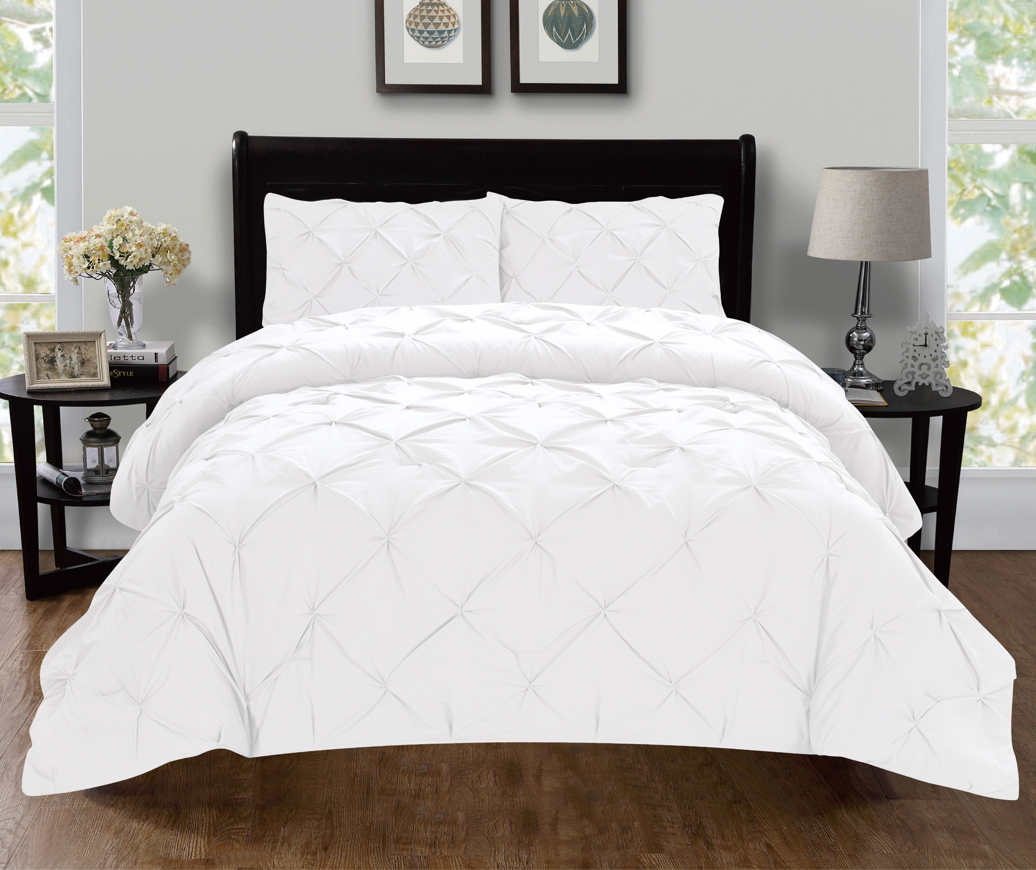 Elegant Comfort Wrinkle-Resistant 3-Piece Pintuck Duvet Cover Set