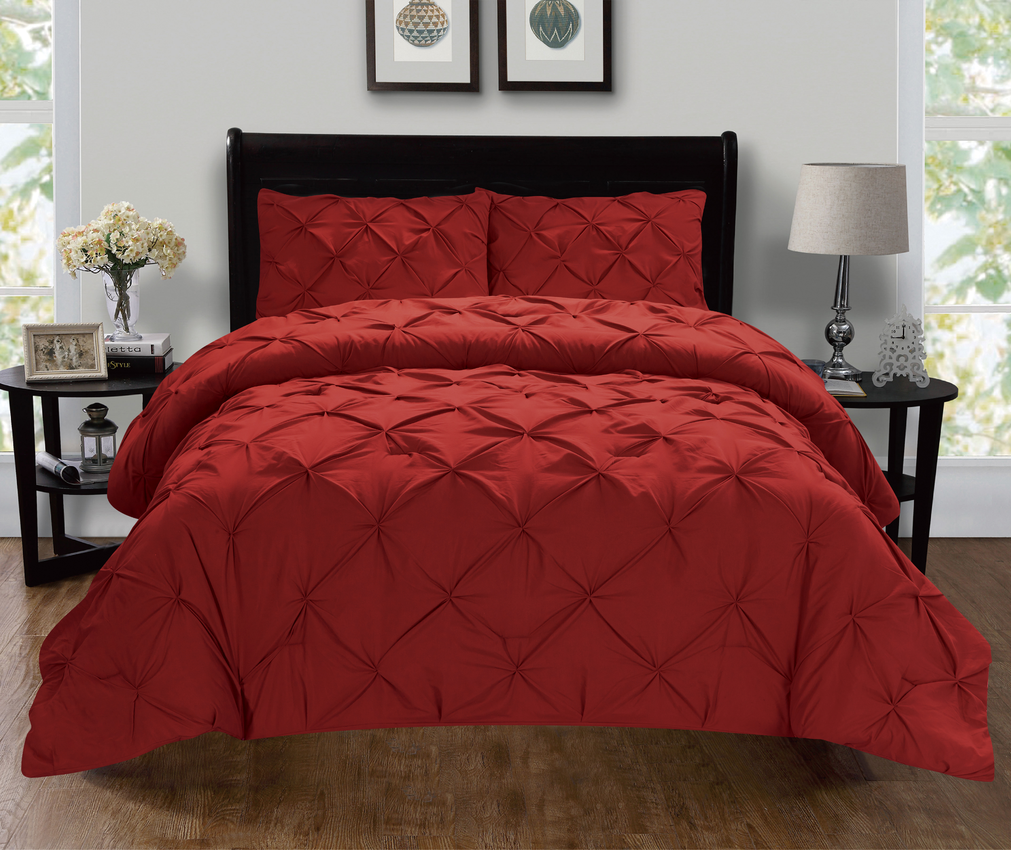 Elegant Comfort Wrinkle-Resistant 3-Piece Pintuck Duvet Cover Set, Size: Twin/Twin XL, Red Elegant Comfort Wrinkle-Resistant 3-Piece Pintuck Duvet Cover Set, Size: Twin/Twin XL, Red