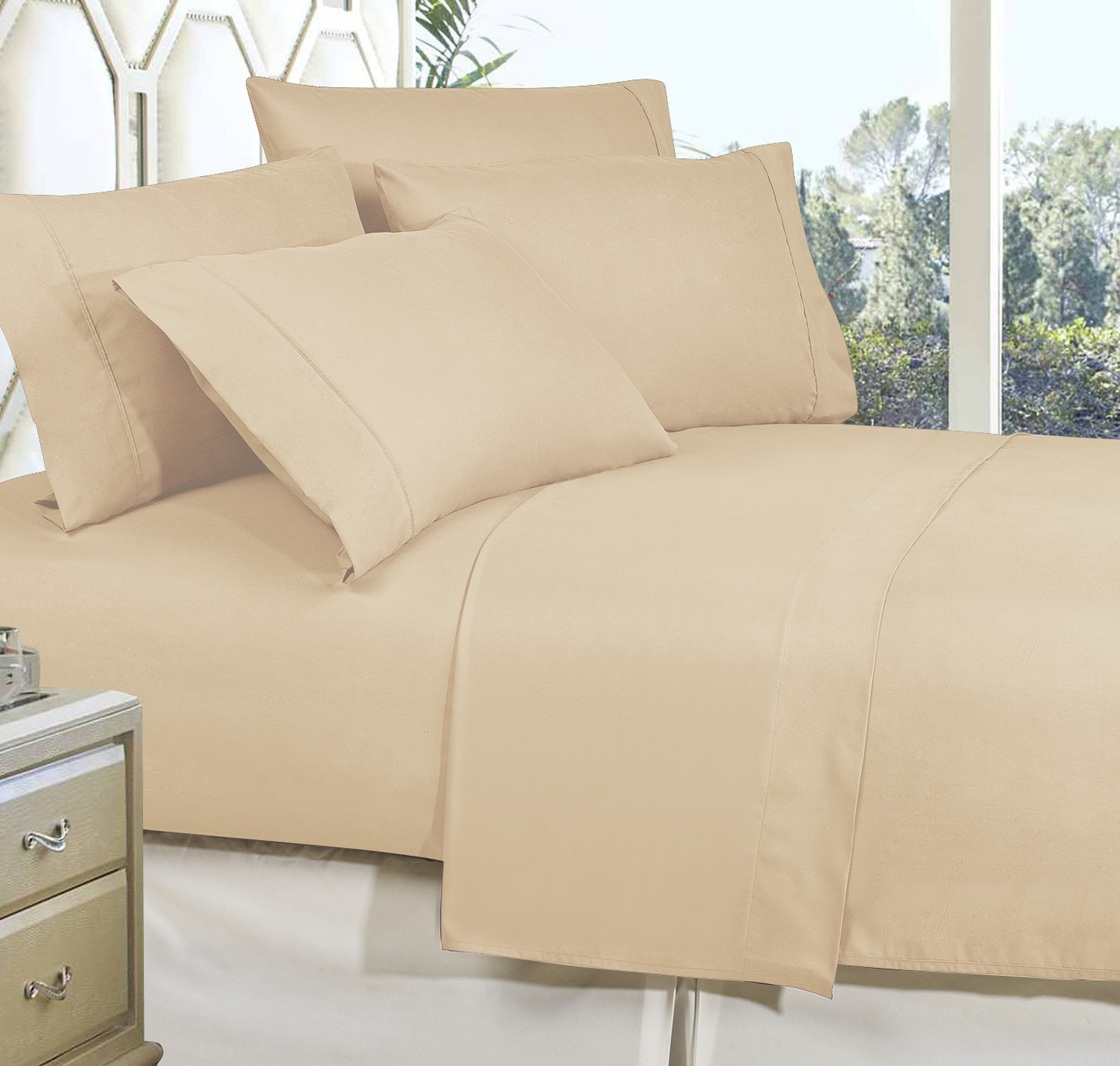 Elegant Comfort Wrinkle-Resistant 6-Piece Solid Deep Pocket Bed Sheet Set