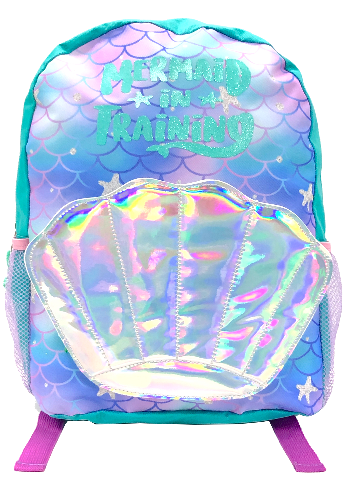 SIMPLY GIRLS ACCESSORIES 16 in. Girls Mermaid Hologram Shell Backpack