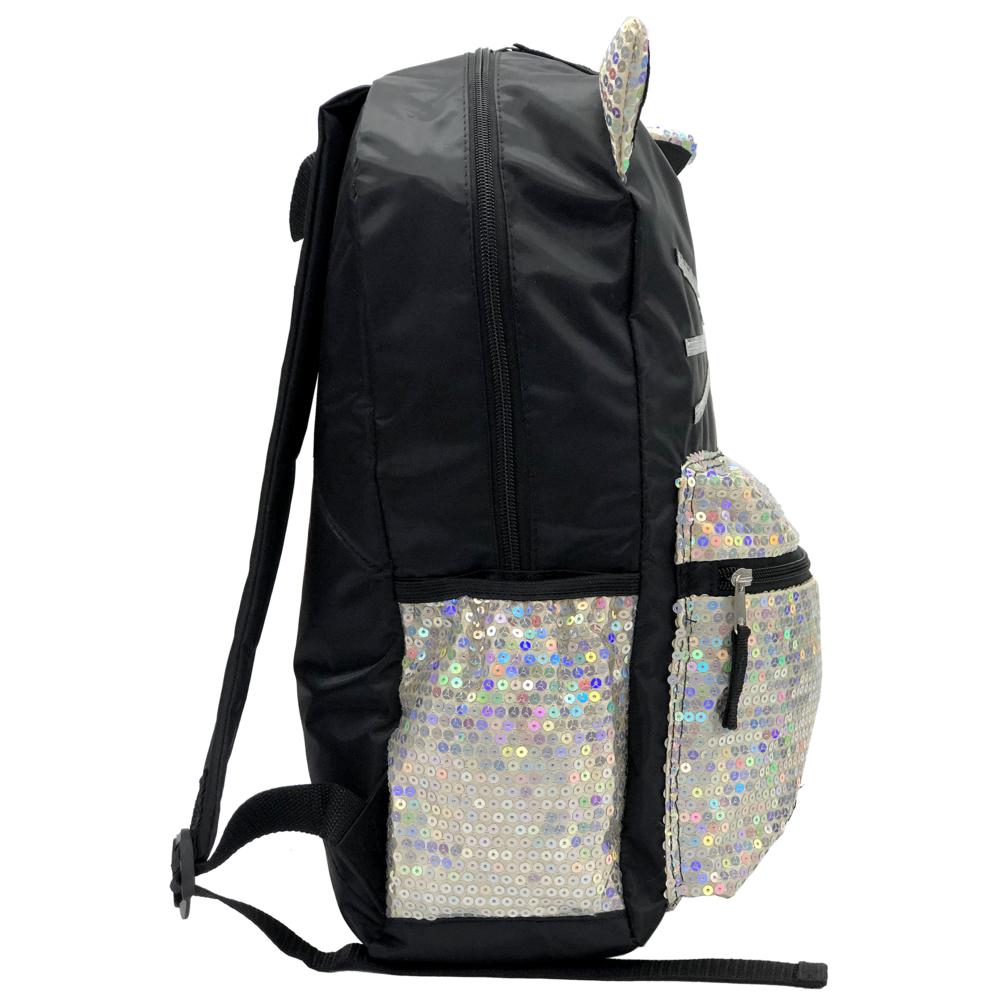 SIMPLY GIRLS ACCESSORIES 16 in. Girls Irridescent Hologram Sequins Cat Backpack