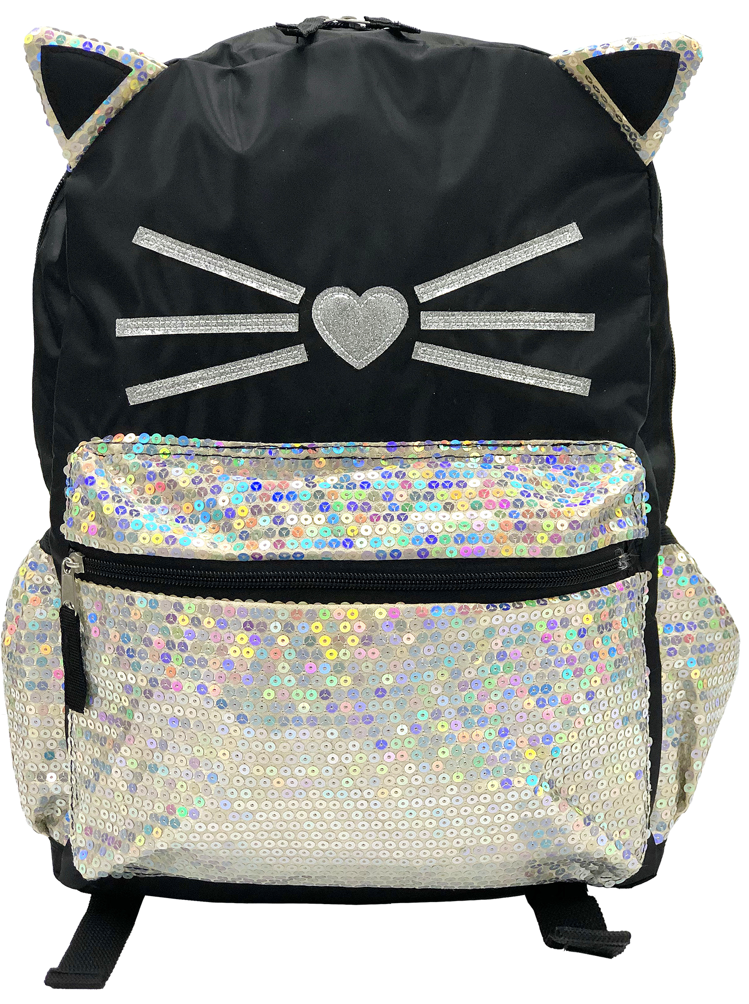SIMPLY GIRLS ACCESSORIES 16 in. Girls Irridescent Hologram Sequins Cat