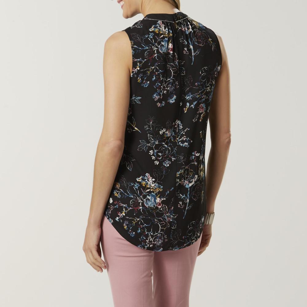 Jaclyn Smith Women's High Neck Blouse - Floral
