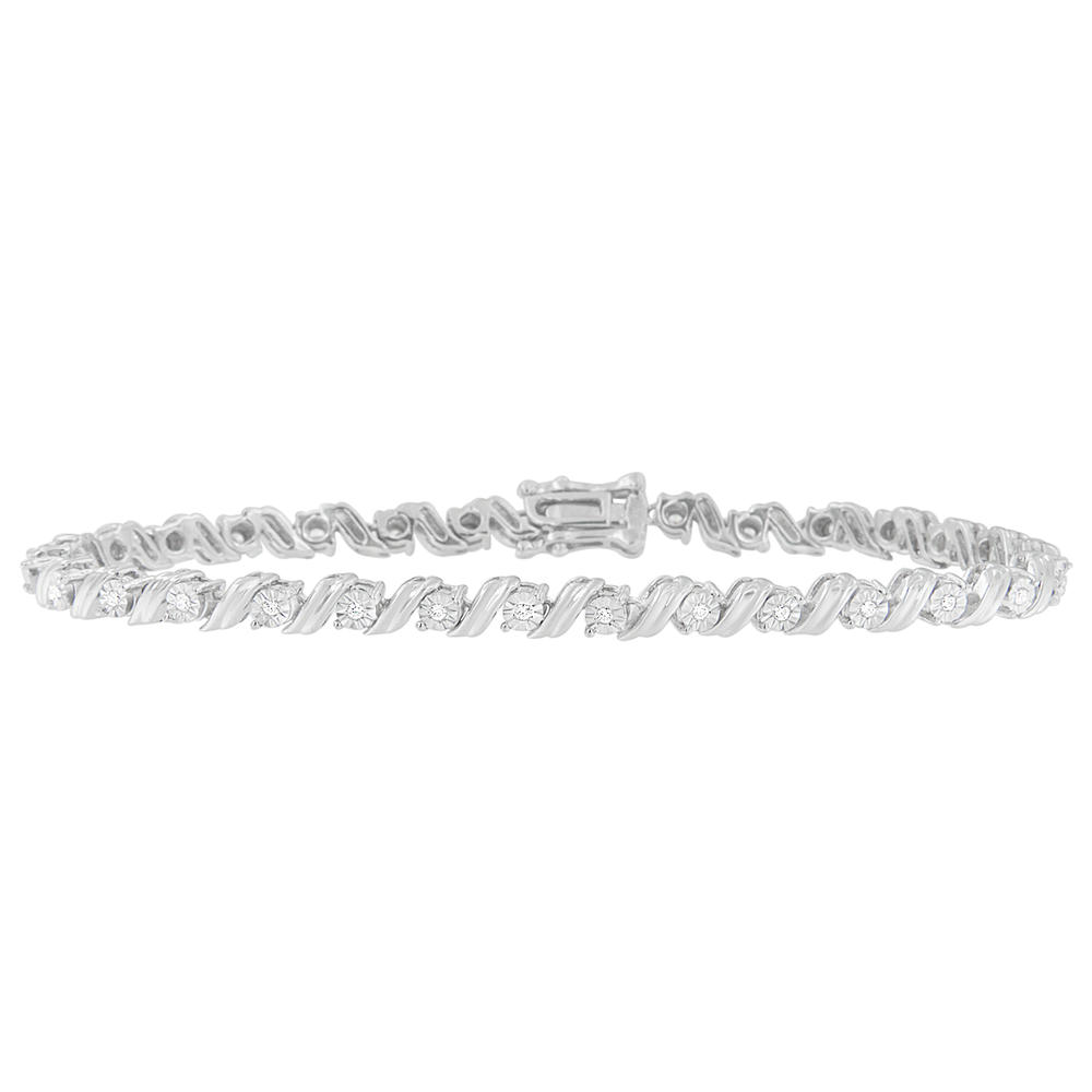 Sterling Silver 0.25ct TDW Rose-cut Diamond Tennis Bracelet(I-J, I3-Promo)