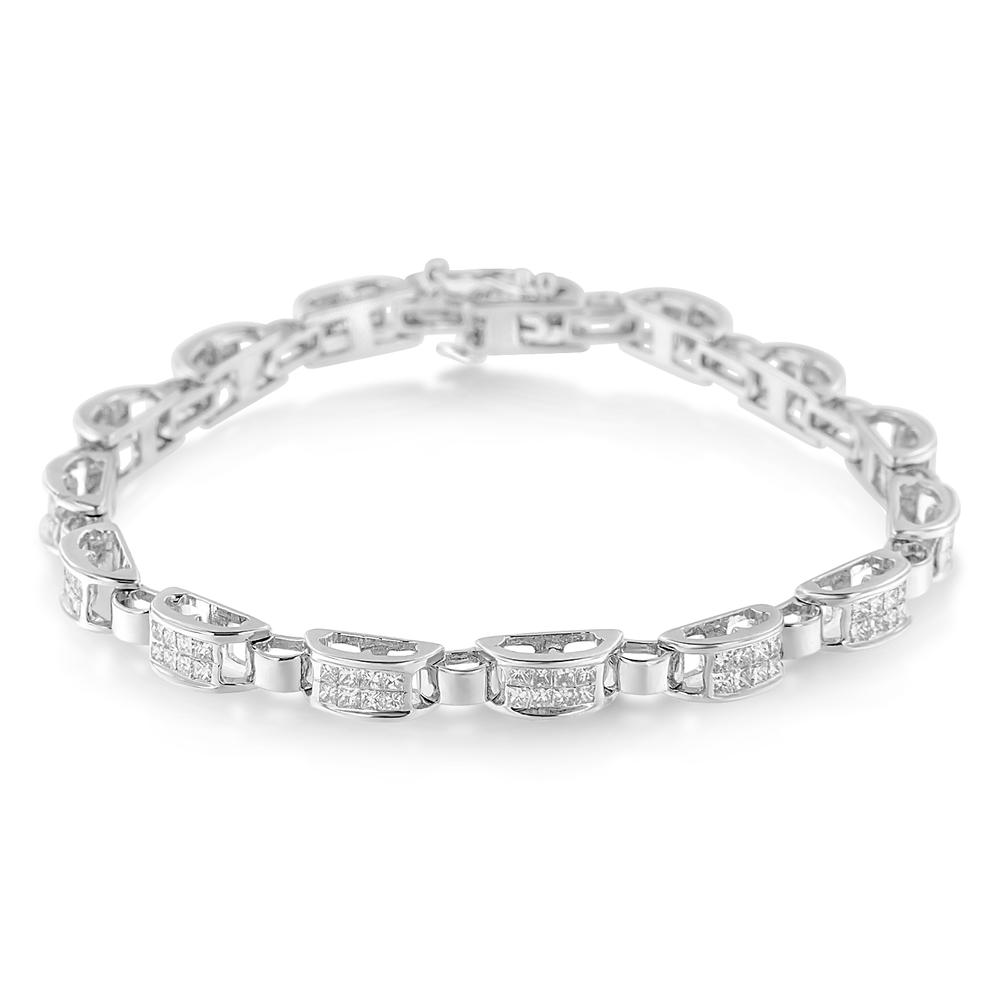 14K White Gold 21/2 CTTW Princess-cut Diamond Link Bracelet (H-I,SI1-SI2)