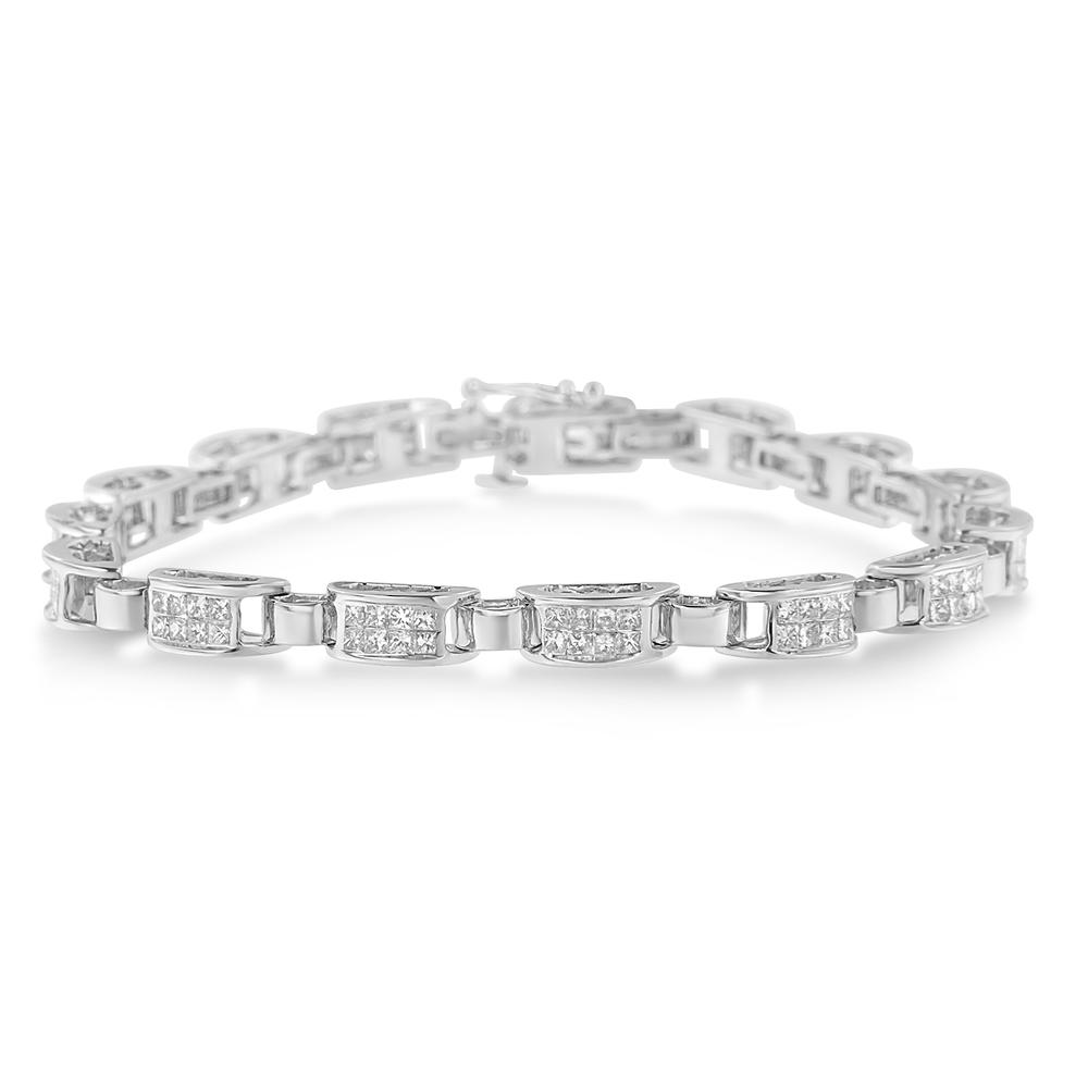 14K White Gold 21/2 CTTW Princess-cut Diamond Link Bracelet (H-I,SI1-SI2)