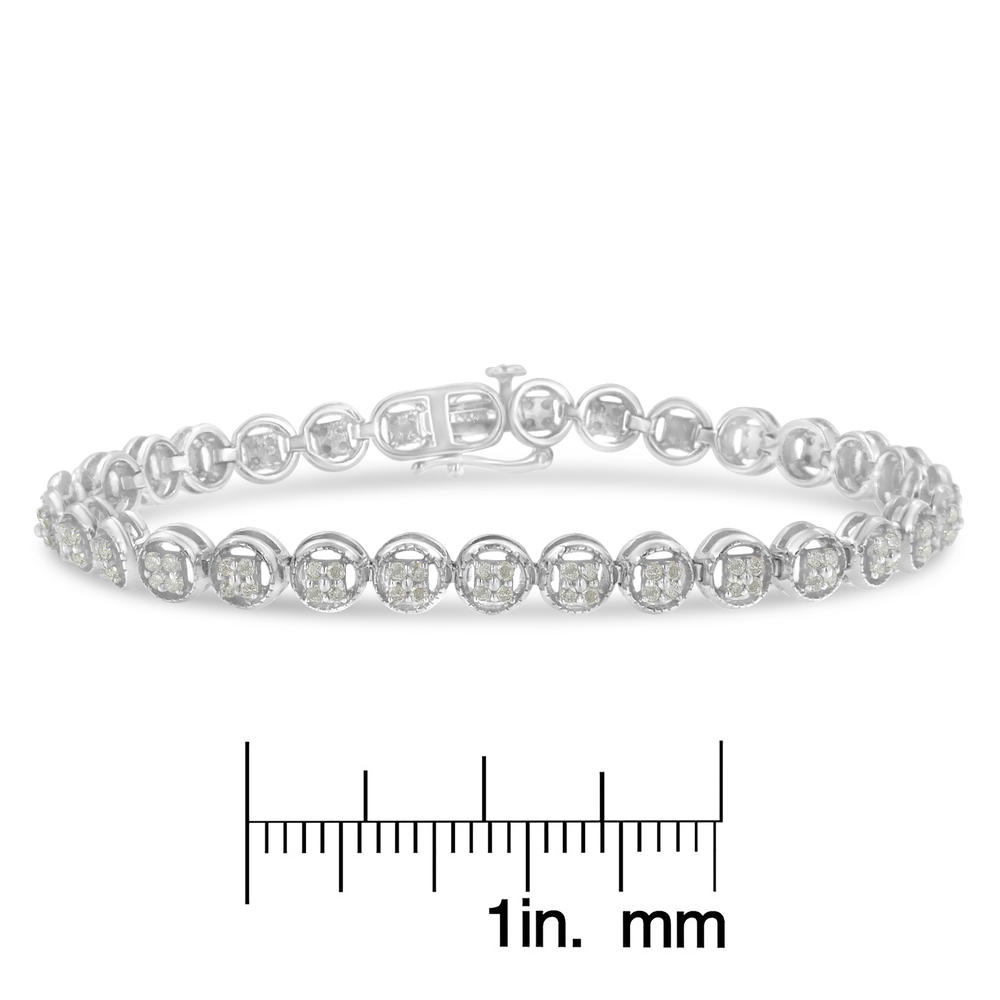 Sterling Silver 1.3ct TDW Rose Cut Diamond Tennis Bracelet (I-J,I2-I3)