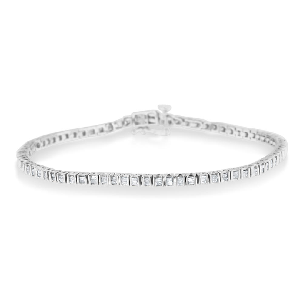 Sterling Silver 1ct TDW Baguette Diamond Link Bracelet (H-I,I2-I3)