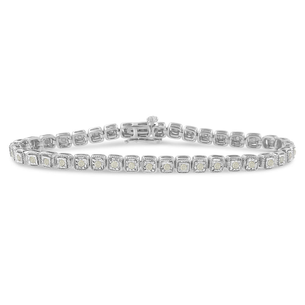Sterling Silver 1ct TDW Rose-cut Diamond Link Bracelet(I-J, I3-Promo)