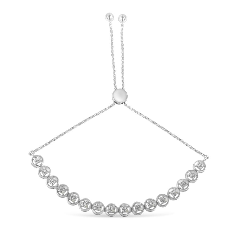 Bracelet Tennis En Argent Sterling 925 – 3 Rangées De Diamants (1 Carat Total) – Taille 7,25 Pouces, Largeur 8 Mm – Neuf Sans Emballage