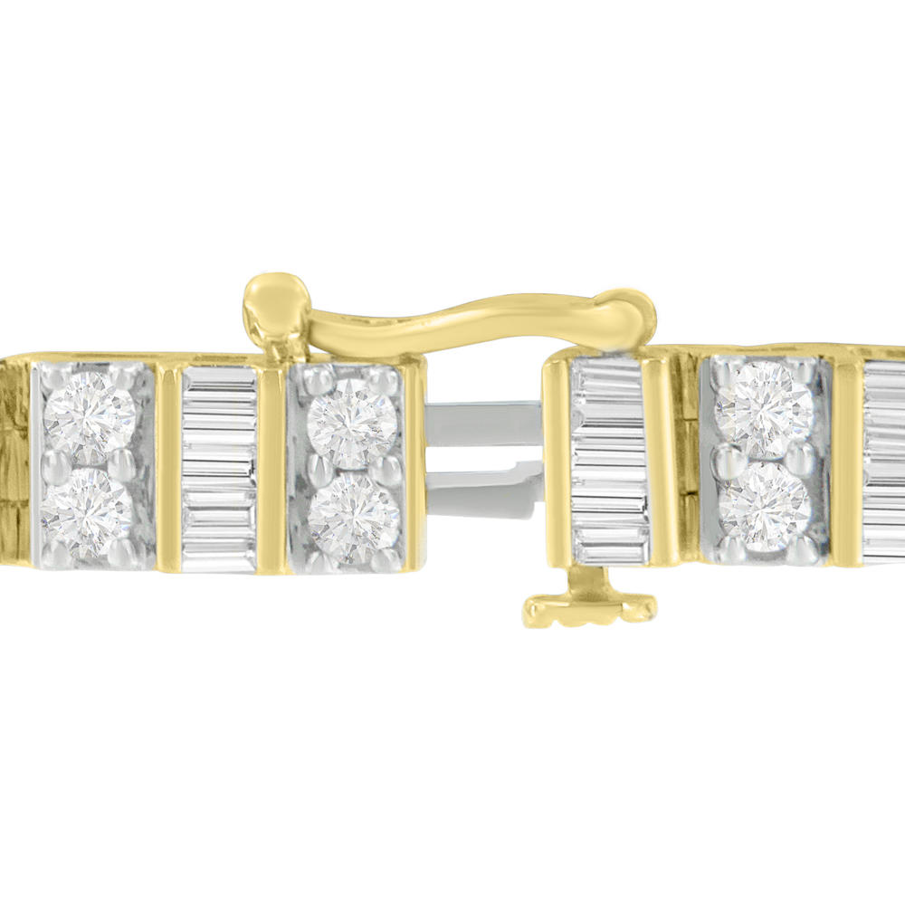 10K Yellow Gold 4 CTTW Baguette and Round Cut Diamond Tennis Bracelet (G-H, SI1-SI2)