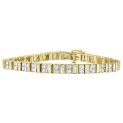 Haus of Brilliance 10K Yellow Gold 4ct TDW Baguette and Round Cut Diamond Tennis Bracelet (G-H, SI1-SI2)