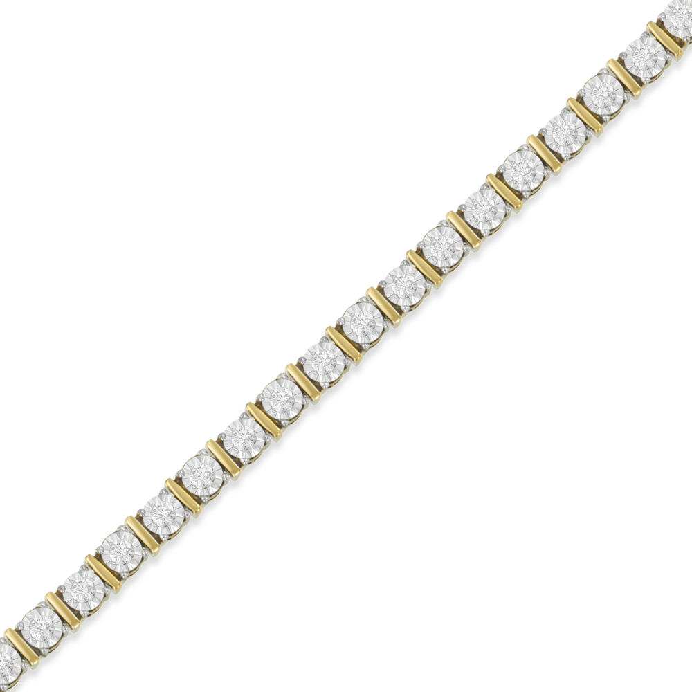 Yellow Plated Sterling Silver 1.03ct TDW Round-cut Diamond Bracelet(H-I,I2)