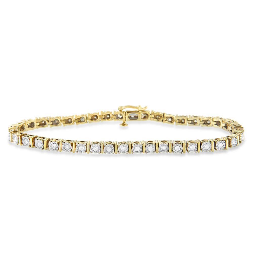 Yellow Plated Sterling Silver 1.03ct TDW Round-cut Diamond Bracelet(H-I,I2)