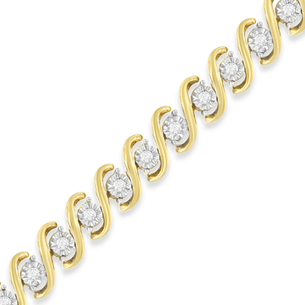 Yellow Plated Sterling Silver 0.5ct TDW Round-cut Diamond Bracelet(H-I,I2)