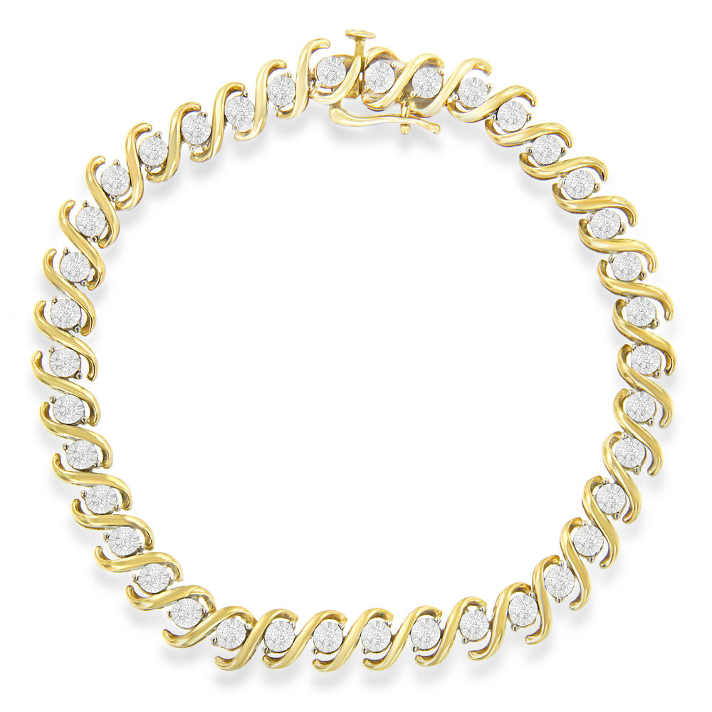 Yellow Plated Sterling Silver 0.5ct TDW Round-cut Diamond Bracelet(H-I,I2)