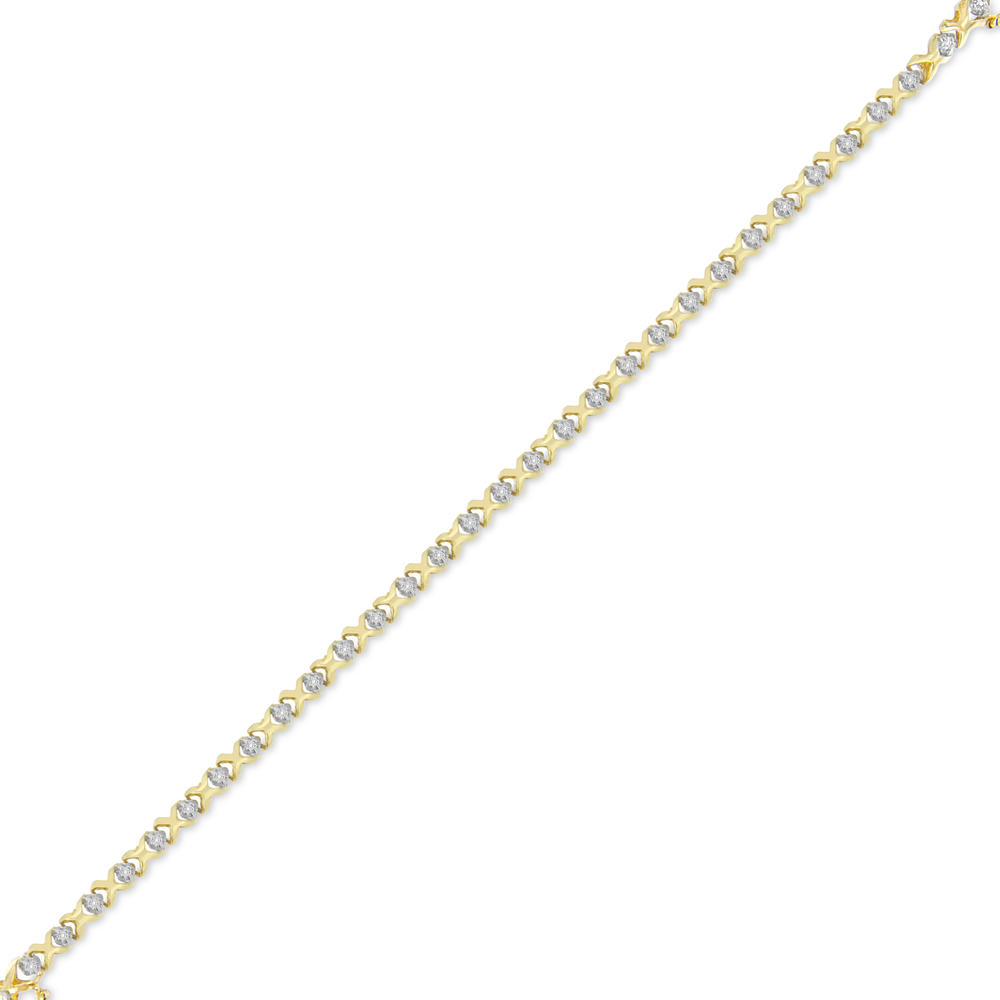 14K Yellow Gold 1/4ct. TDW Round-Cut Diamond X-Link Bracelet (H-I,I1-I2)