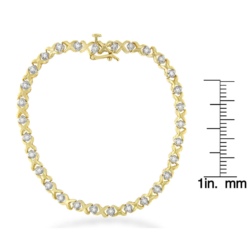 14K Yellow Gold 1/4ct. TDW Round-Cut Diamond X-Link Bracelet (H-I,I1-I2)