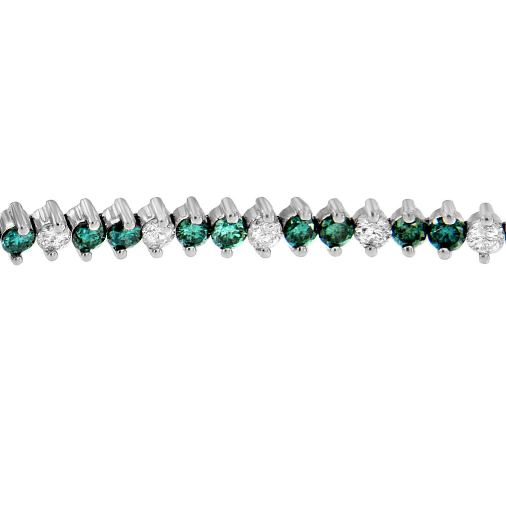 14K White Gold 5.4ct.TDW Round-cut white and Treated Blue Diamond Fashion Bracelet (H-I,I1-I2)