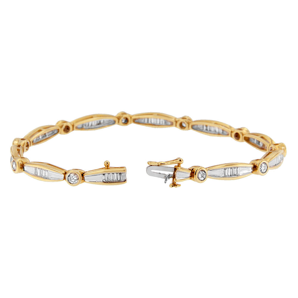 14K Yellow Gold 1.50ct Round and Baguette-cut Diamond Bracelet (H-I,SI2-I1)