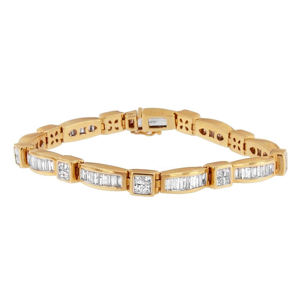 14K Yellow Gold 7 1/2ct. TDW Baguette and Princess-cut Diamond Bracelet (H-I,SI1-SI2)