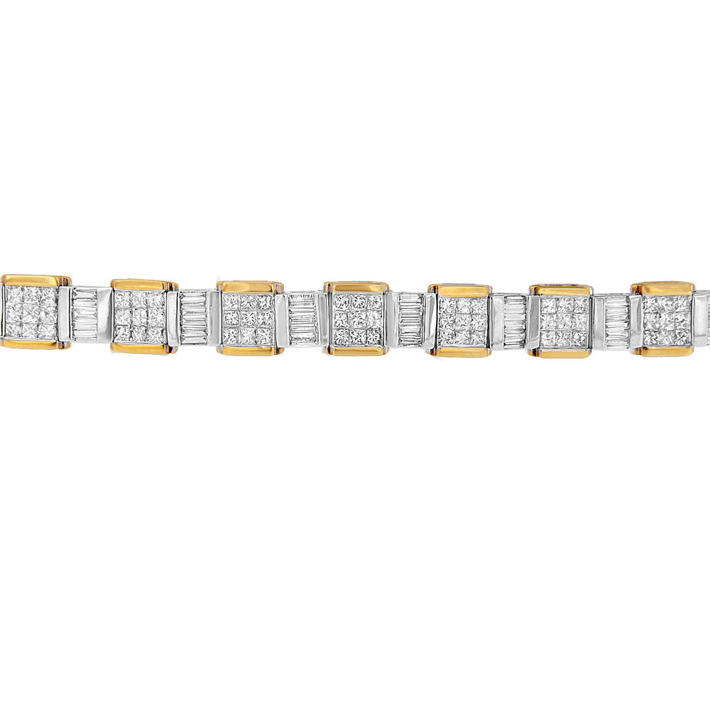 14K Two Toned 6.30ct.TDW Baguette and Princess-cut Diamond Bracelet (H-I,SI1-SI2)