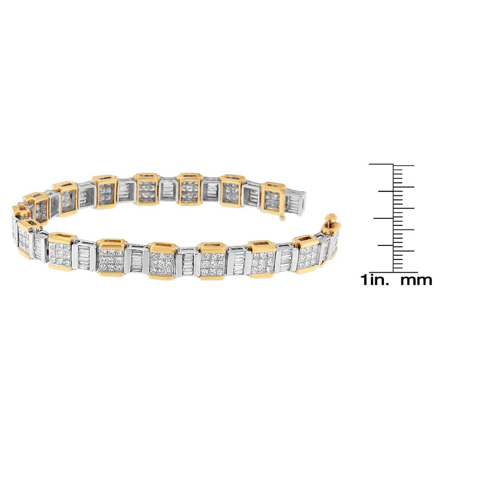 14K Two Toned 6.30ct.TDW Baguette and Princess-cut Diamond Bracelet (H-I,SI1-SI2)