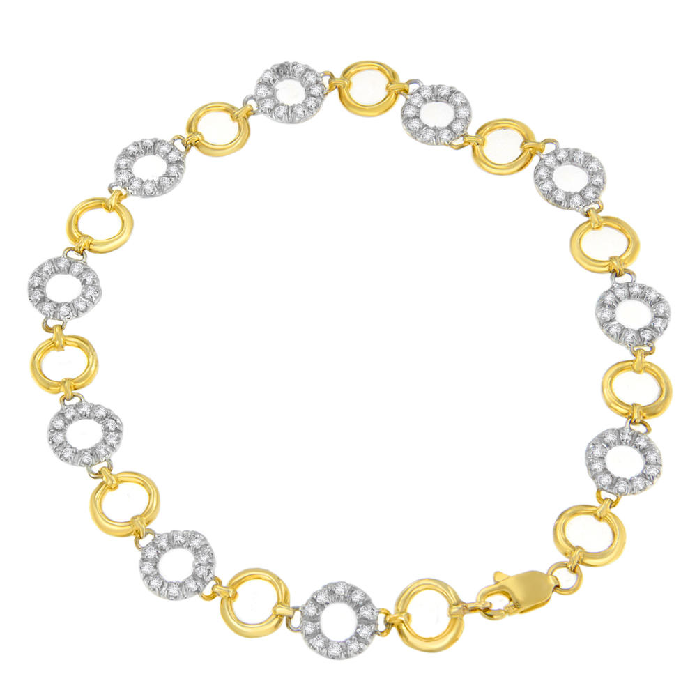 14K Yellow Gold 0.5 CTTW Round Cut Diamond Circle Bracelet (I-J,I2-I3)