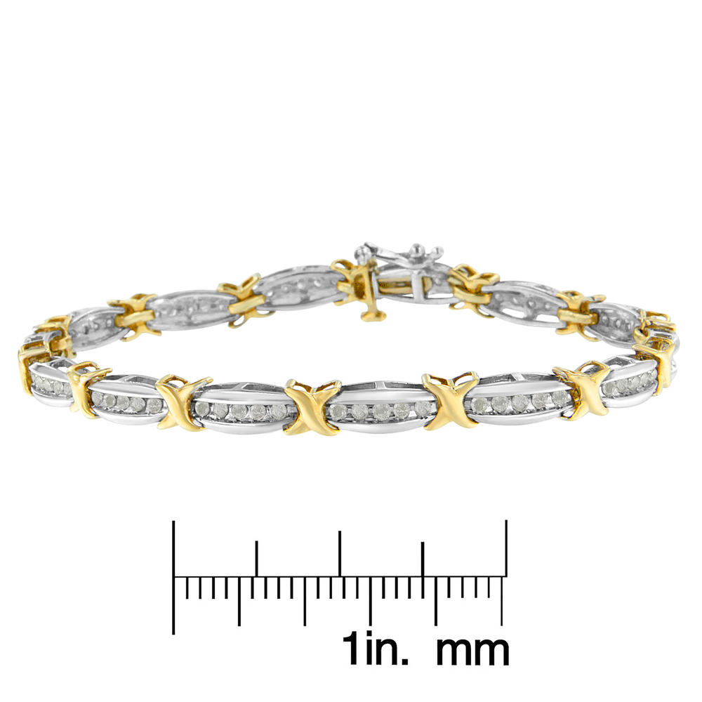 Two-Tone Gold Plated Sterling Silver 1ct TDW Diamond X-Link Bracelet (I-J, I2-I3)