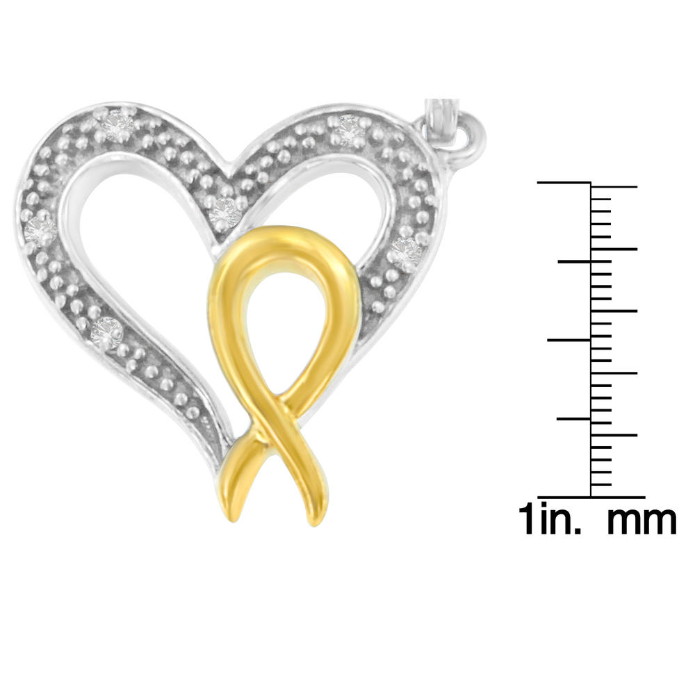 Two-Tone Sterling Silver 0.03 CTTW Diamond Silver Pendant Charm Bracelet (I-J,I2-I3)