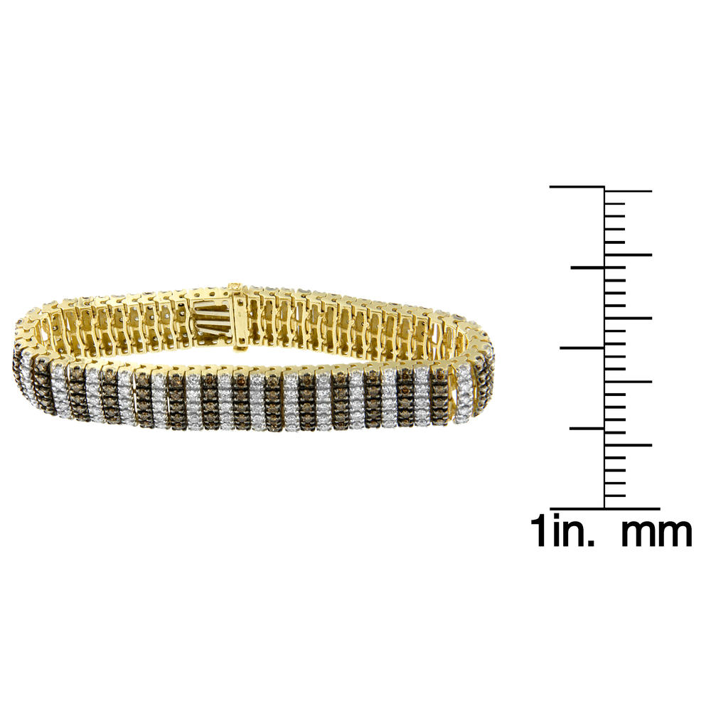 10K Yellow Gold 10.30ct TDW White And Champagne Color Multi-Row Diamond Tennis Bracelet (H-I, SI2-I1)