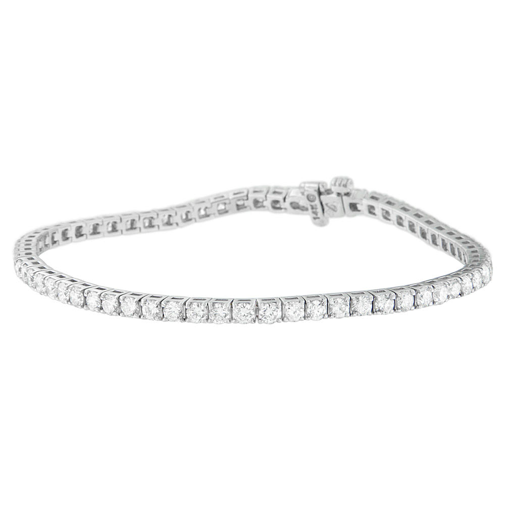 14K White Gold 4ct. TDW Round-cut Diamond Bracelet (H-I,SI2-I1)