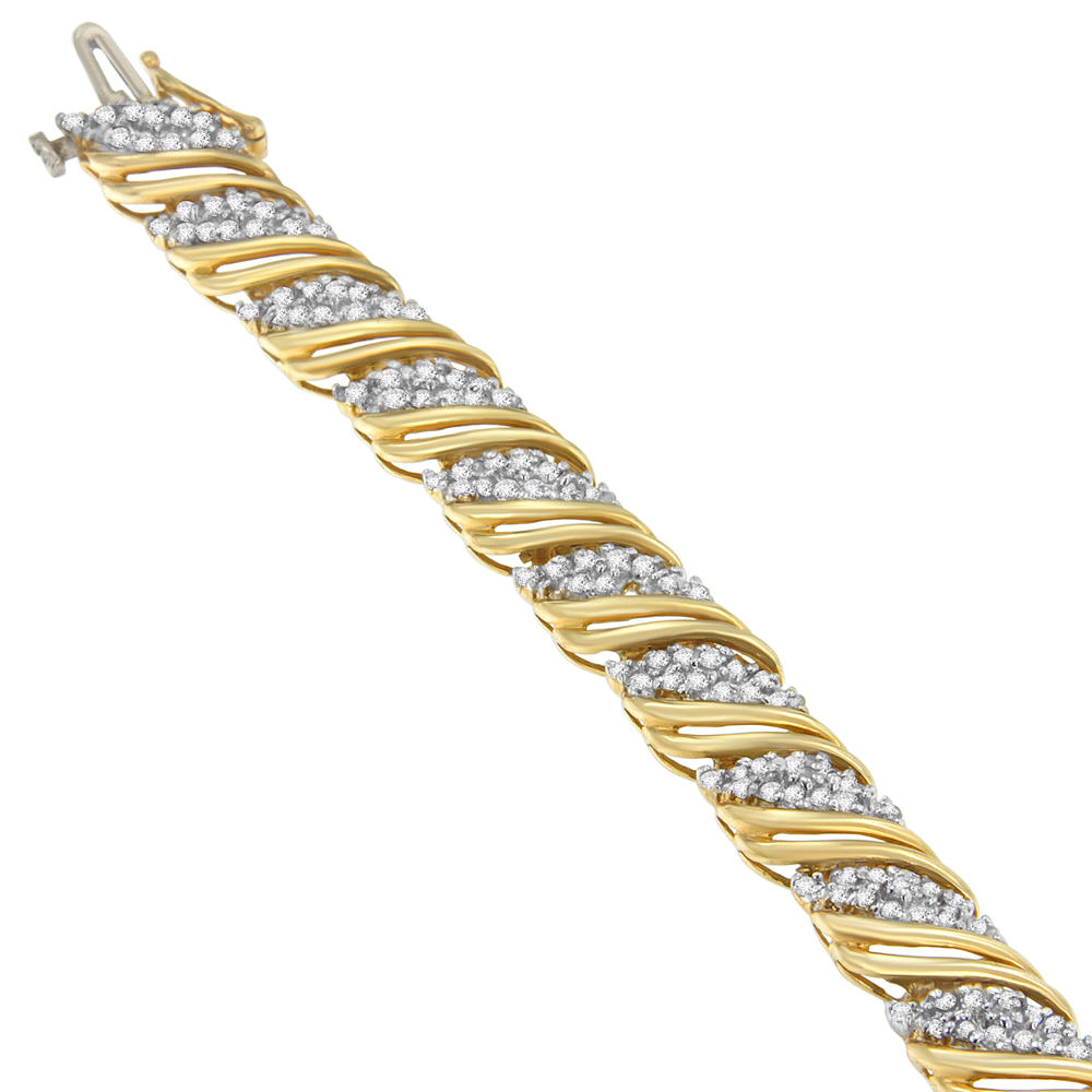 10K Yellow Gold 2 CTTW Round Cut Diamond Double Wrap Bracelet (J-K,I2-I3)
