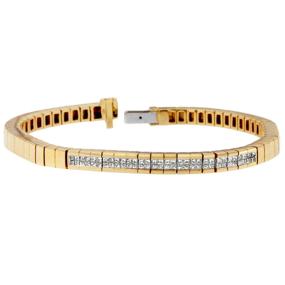 14K Yellow Gold 1 1/10 CTTW Princess Cut Diamond Banded Bracelet (H-I,SI1-SI2)