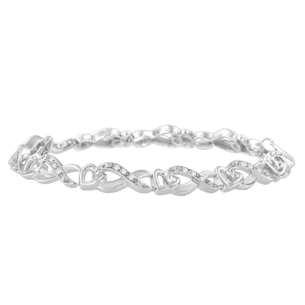Sterling Silver 1/6 CTTW Rose-Cut Diamond Infinity Bracelet (H-I, I2-I3)