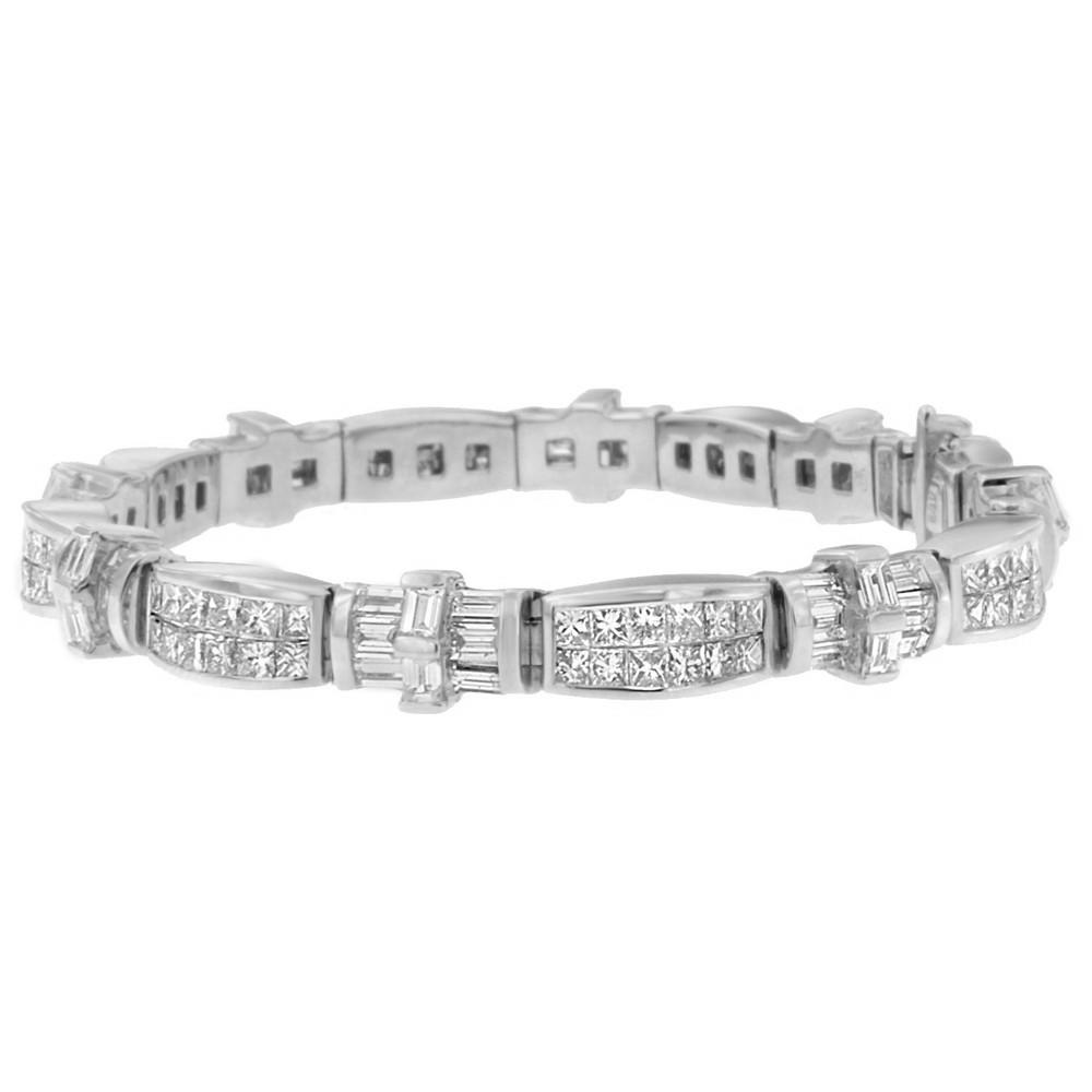 14K White Gold 11.19ct. TDW Baguette and Princess-cut Diamond Bracelet (H-I,SI1-SI2)