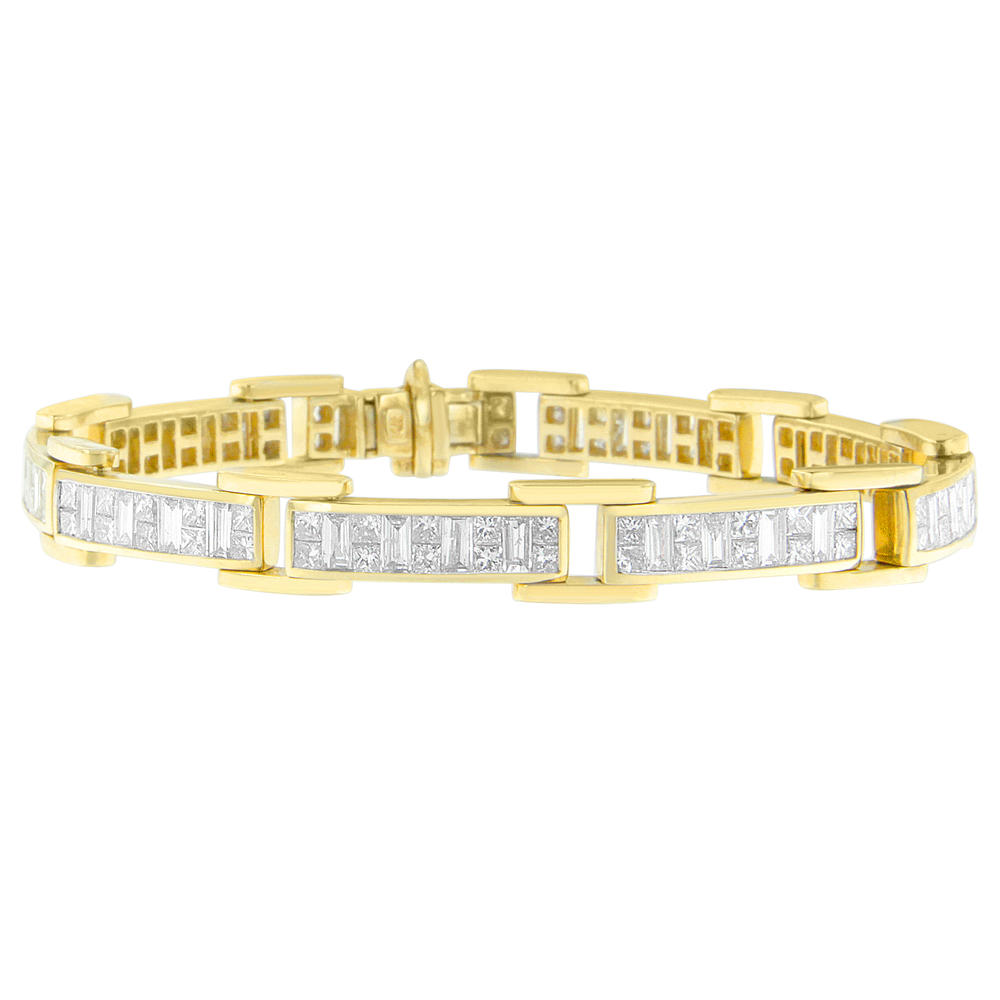 14K Yellow Gold 7ct. TDW Baguette And Princess-cut Diamonds Bracelet (H-I,SI1-SI2)