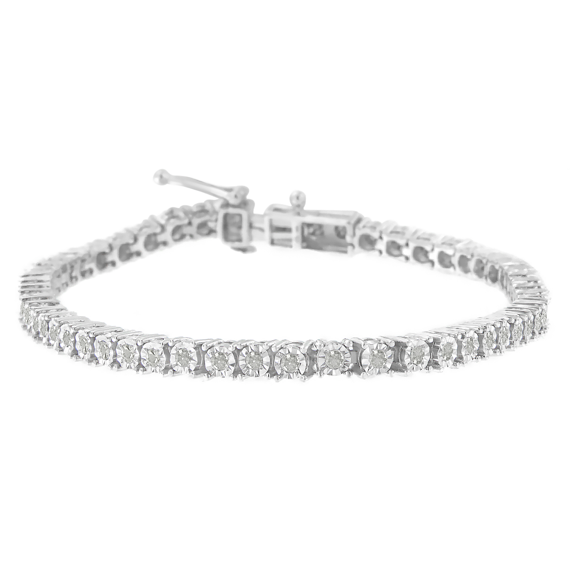 Sterling Silver Rose-cut Diamond Tennis Bracelet (I-J, I3-Promo)
