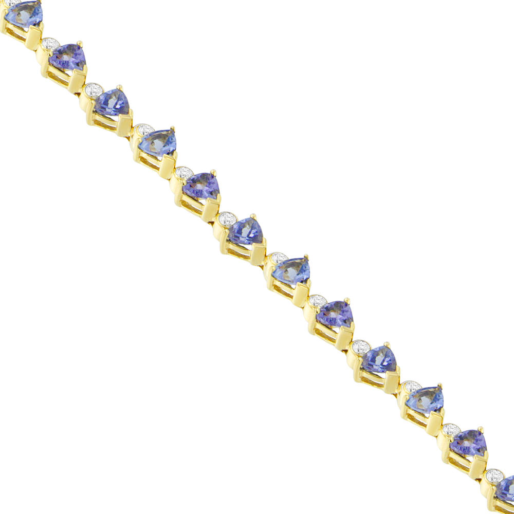 14K Yellow Gold 8.30ct. TDW Round-cut Diamond and Tanzanite Bracelet (H-I, SI1-SI2)