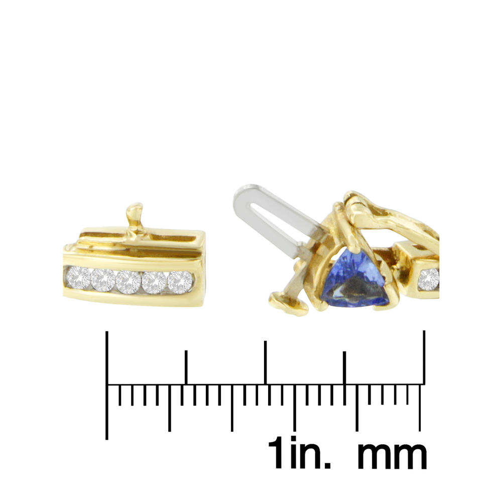 14K Yellow Gold 1.13ct TDW Round-cut Diamond and Tanzanite Tennis Bracelet (H-I,I1-I2)