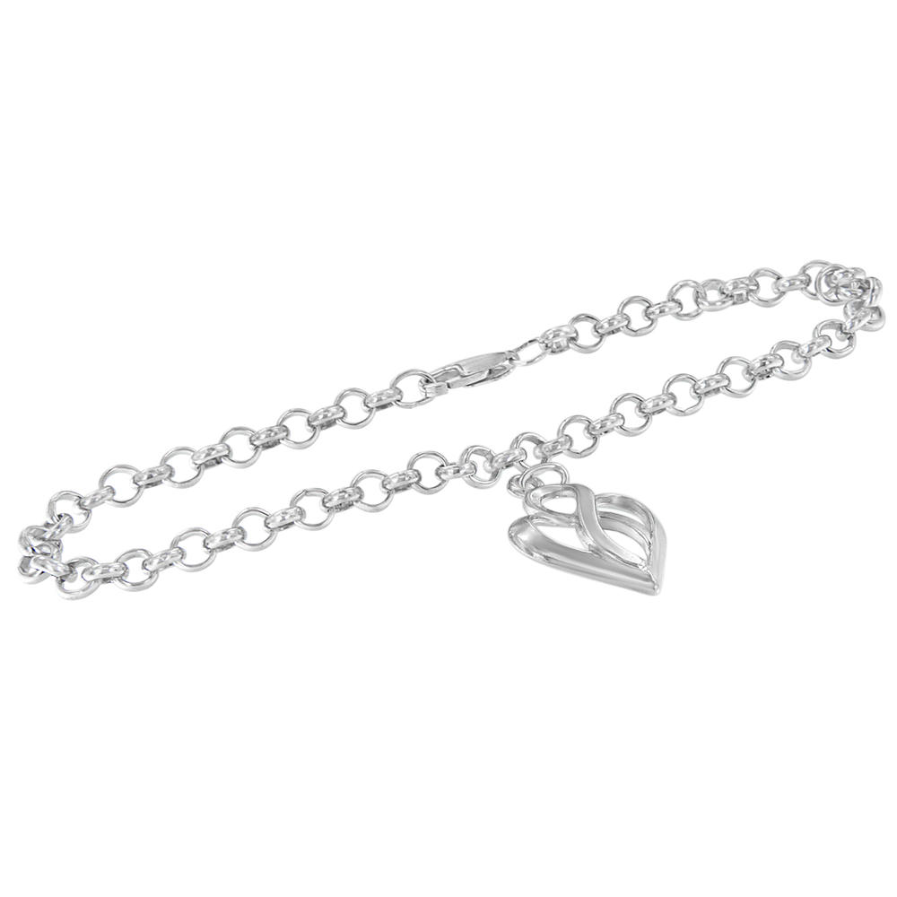 Sterling Silver Heart and Infinity  Charm Bracelet