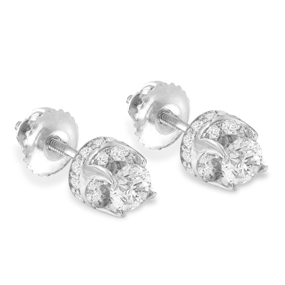 14K White Gold 1ct TDW Round-cut Diamond Stud Earrings (I-J,I1-I2)